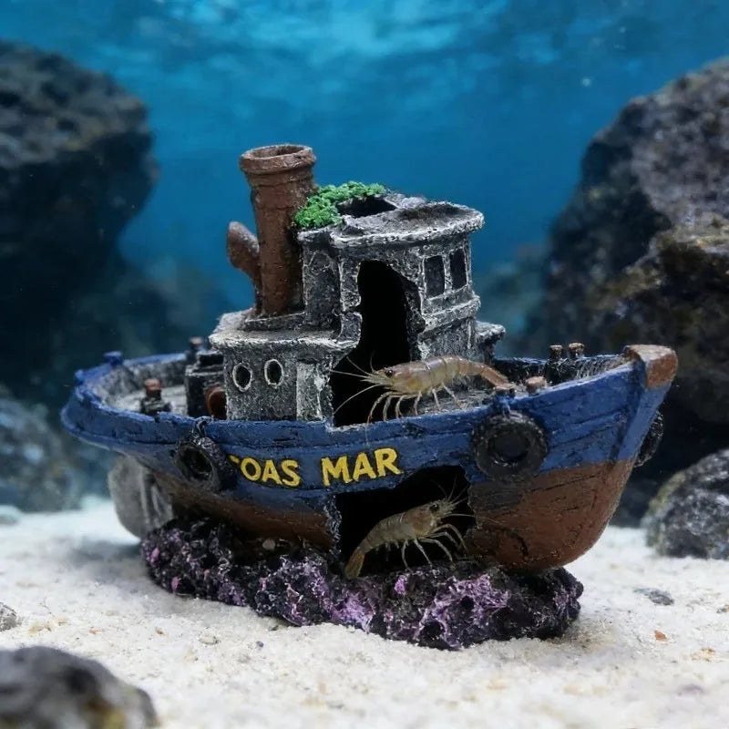 Pirate Shipwreck Aquarium Ornament with Hideout Ca